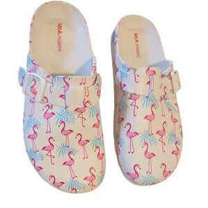 MIA Miami Women's Flamingo Clog Sandals‎  Pink and Blue Size 6.5